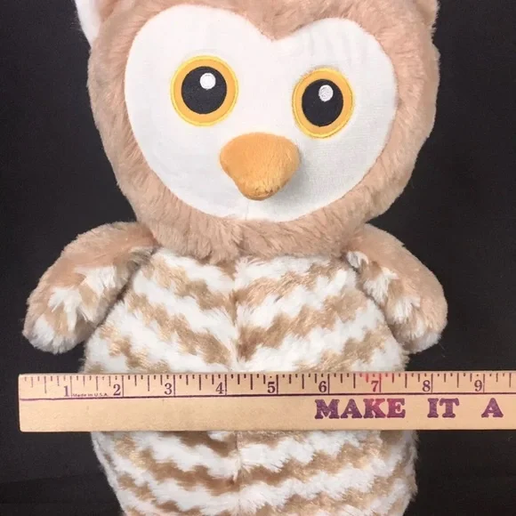 (SOLD) Annie The Owl Large Stuffed Plush Toy Embroidered 14" Soft Tan Nursery - Picture 16 of 16
